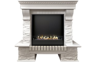 Биокамин в портале Firezo Pierre luxe Угловой белый сланец белый, стандарт