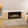 Тумба под ТВ с биокамином SteelHeat LIVORNO IMPULSE 140 см (корпус белый / фасады дуб Сонома) фото 2